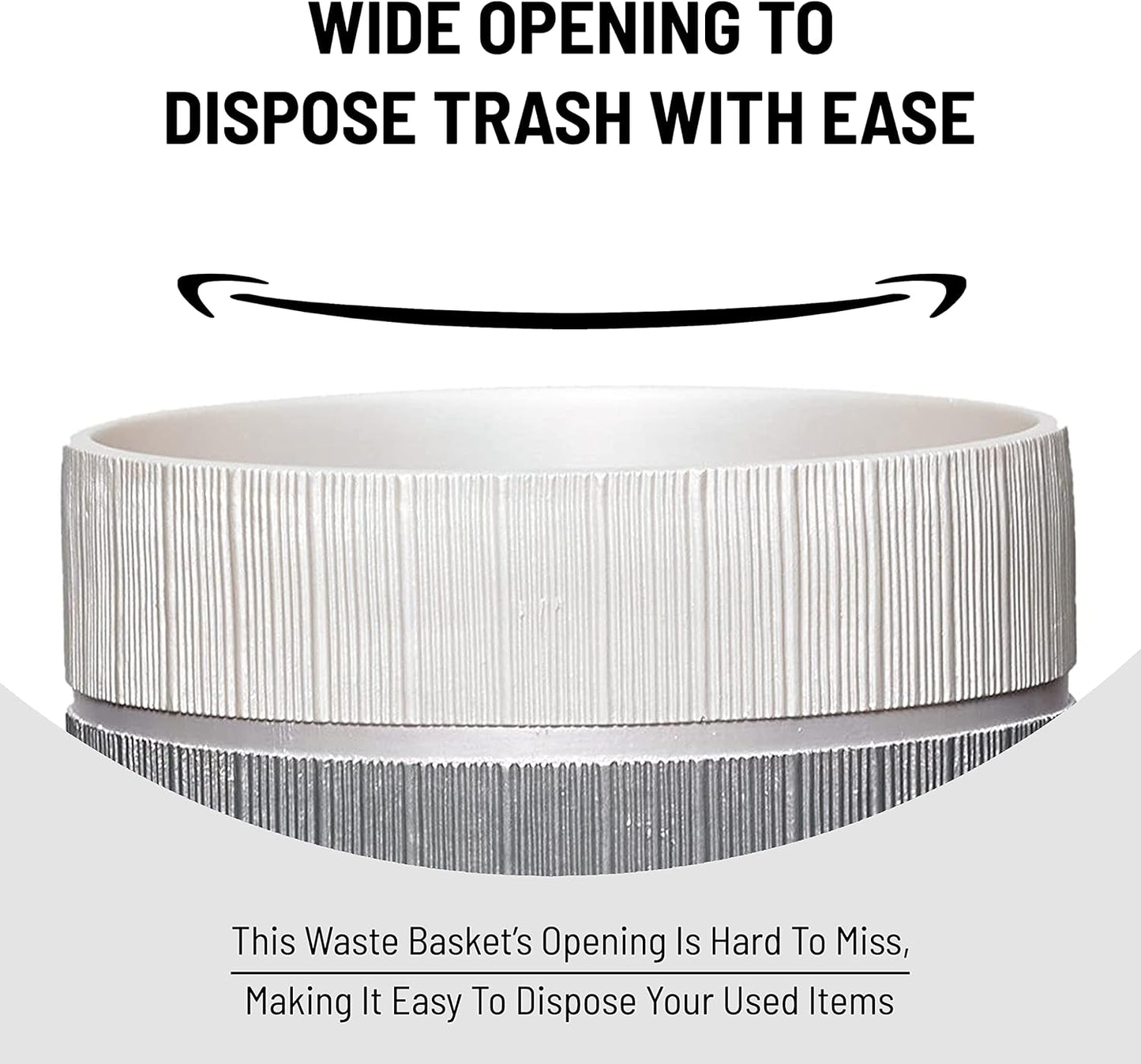 Zahari Home 2pc Modern Line Stylish Bath Accessories Set Waste Basket & Square Tissue Box Cover Classic Contemporary Decorative Beautiful Designs Gray Bathroom Decor Set for Home Modern Bath Set