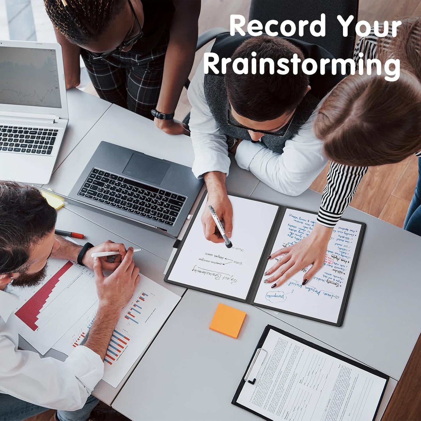 CoBak 6 Sides Portable White Board 12 x 9 inch (A4) - Notebook Design Dry Erase Small Board with Pocket and 3 Markers, Anti-Ghosting & Anti-Smudge Surface for Office, School, Homeschool (Brown)