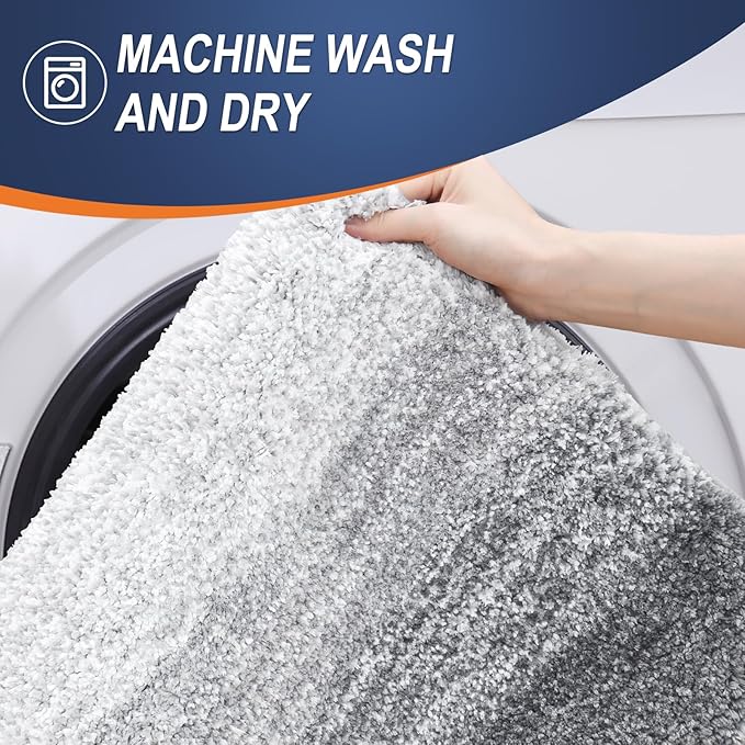 OLANLY Bathroom Rug Mat 30x20, Extra Soft and Absorbent Microfiber Bath Rugs, Non-Slip Plush Shaggy Bath Carpet, Machine Wash Dry, Bath Mats for Bathroom Floor, Tub and Shower, Light Grey