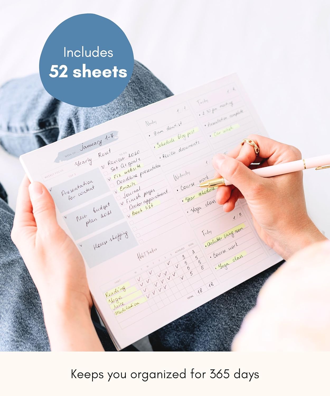 Lamare Weekly Planner Notepad – Premium Undated Weekly To Do List Notepad for School, Home & Office Desk To Do List and Productivity Planning Pad