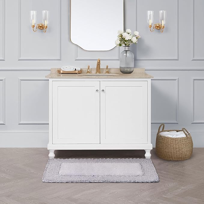 Laura Ashley Ruffle Border Purple 27"x 45" 100% Cotton Bath Rug