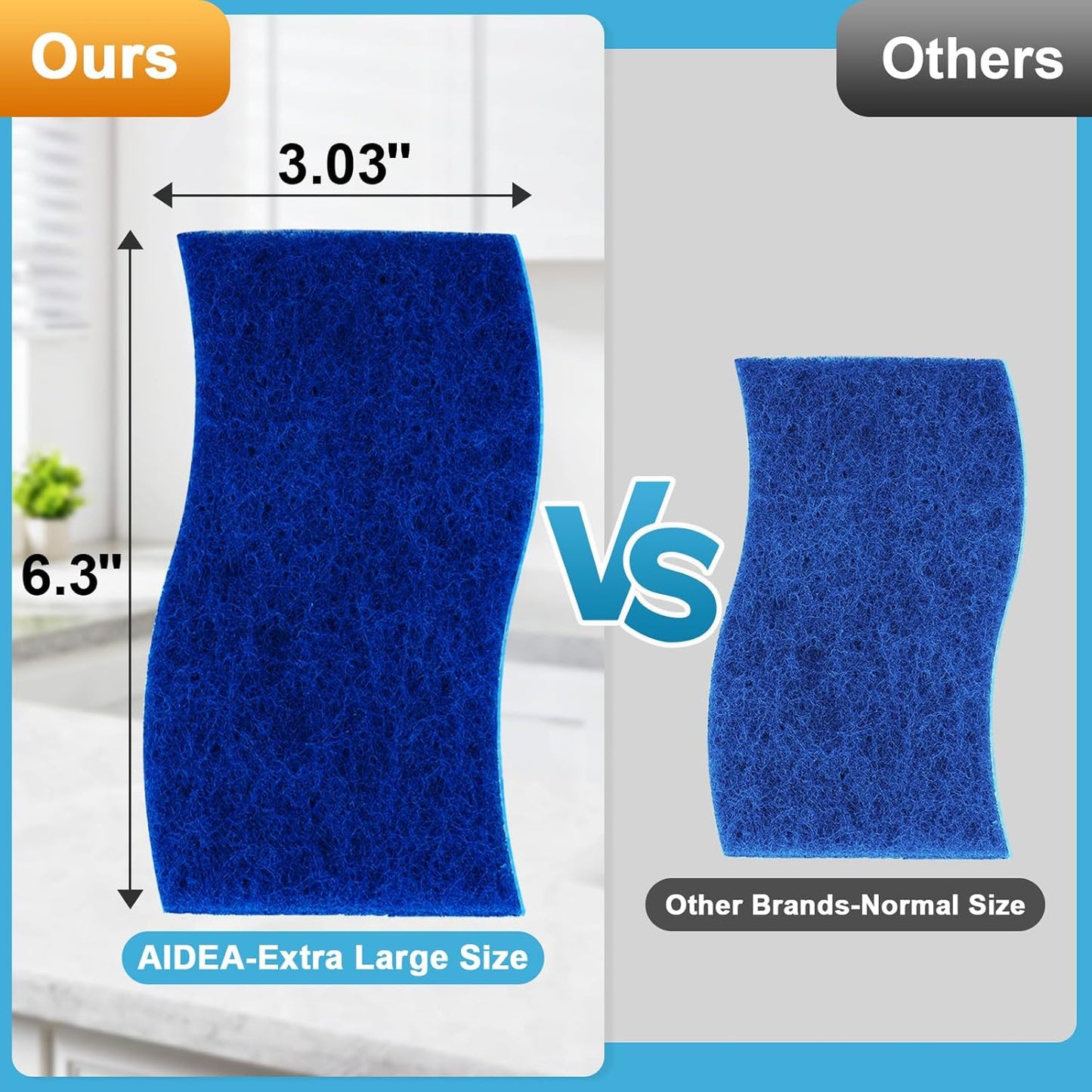 AIDEA XL Scrub Sponges Non-Scratch 24Count, Extra Large Sponges Kitchen, Sponge for Dishes, Cleans Fast Without Scratching Safe for Non-Stick Cookware, Cleaning Power for Kitchen, House