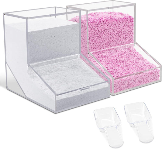 Laundry Detergent Container 2 Pack, Laundry Detergent Dispenser with 2 Spoon, Acrylic Laundry Powder Container for Storage of Scent Booster Beads, Coffee Capsules and Candies, White