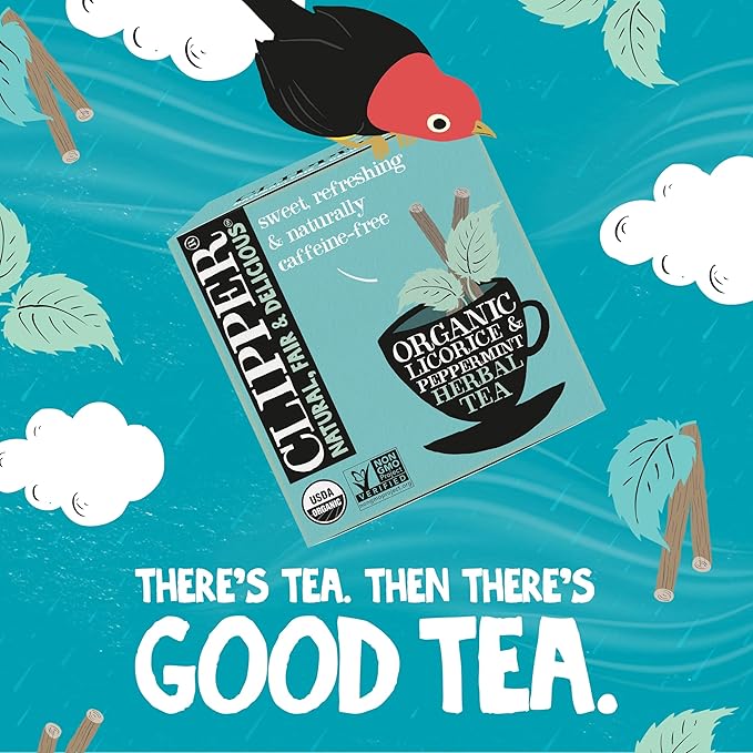 Clipper Tea Peppermint & Licorice Teabags – Caffeine Free, USDA Organic, Great Hot or Iced – Sweet, Refreshing, Natural, Fair & Delicious Sweet – 50 Tea Bags