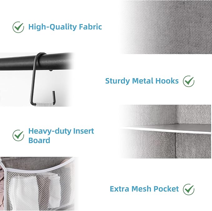 StorageWorks 6-Shelf Closet Organizers, Two 3-Shelf Separable Hanging Shelves for Closet, 12" D x 12" W x 48 ¼"H， Canvas, Gray