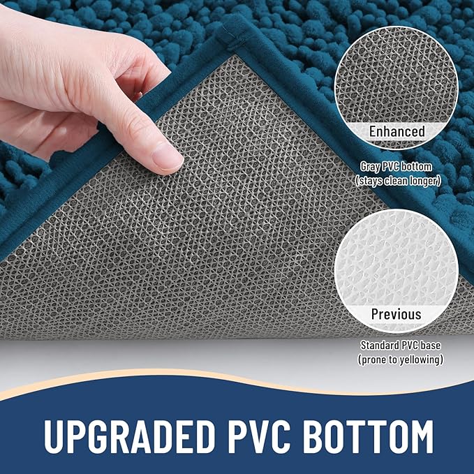 Arotive Luxury Chenille Bathroom Rug Mat, Extra Soft Thick Absorbent Shaggy Bath Rugs, Non-Slip Machine Wash Dry, Plush Bath Mats for Bathroom, Shower and Tub, 24x16, Peacock Blue