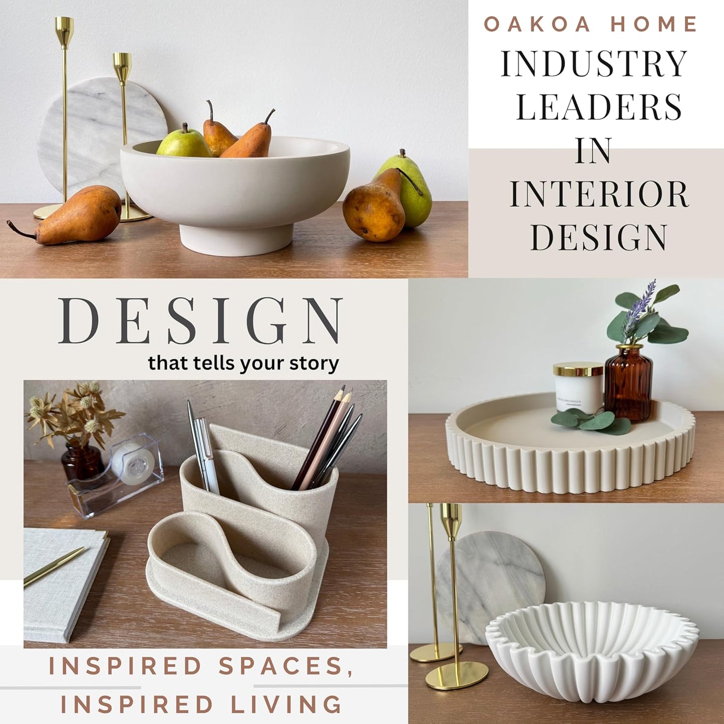 OAKOA Aesthetic Desk Accessories & Workspace Organizers - Cute Desk Organizer Pen Holder for Desk Aesthetic Office Supplies - Modern Pencil Holder - Boho Office Decor