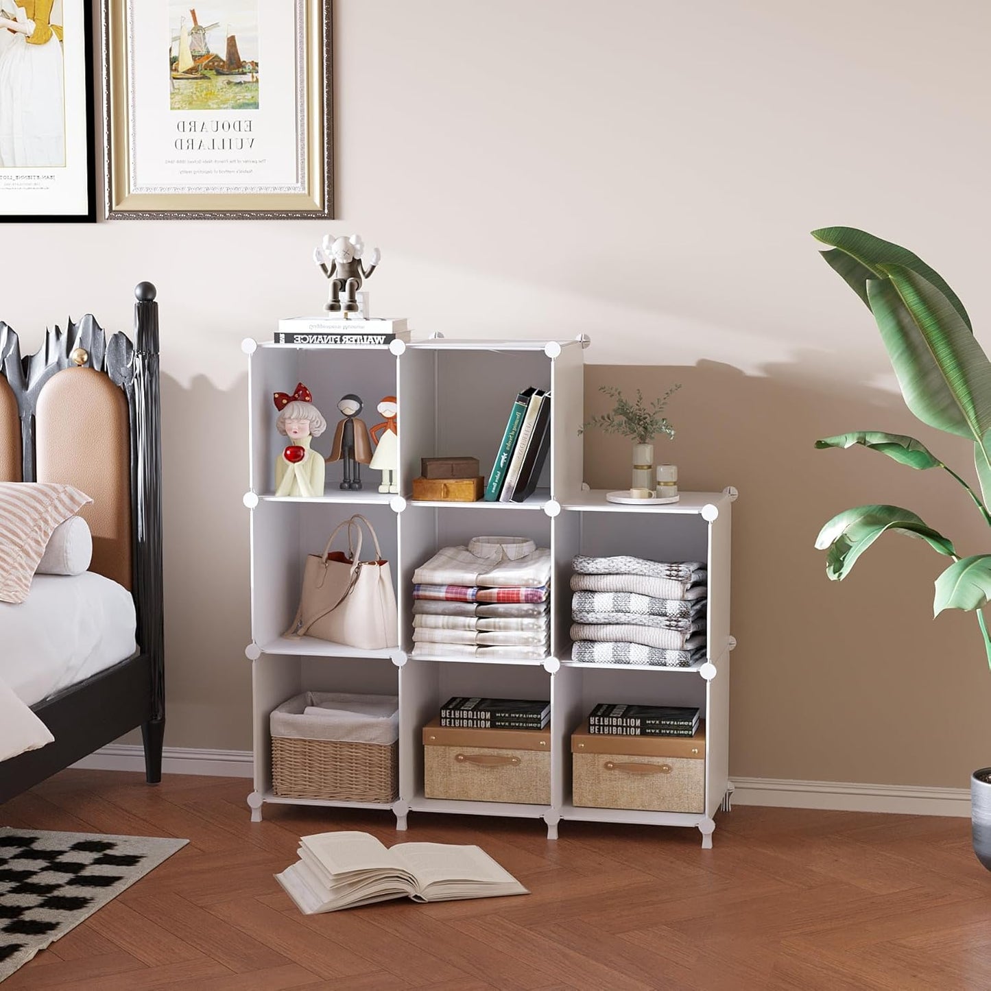 AWTATOS 8 Cube Storage Organizer, Closet Organizer Storage Shelf, Bookcase Bookshelf, DIY Stackable Storage Cubes Shelves for Closet, Bedroom, Home, Office, White