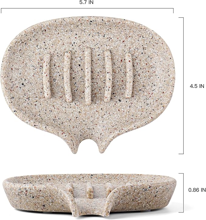 Soap Dish with Drain- Self Draining Bar Soap Holder for Shower, Large Resin Soap Savers Soap Tray Sponge Holder for Kitchen, Bathroom, Bathtub Sink, Linen