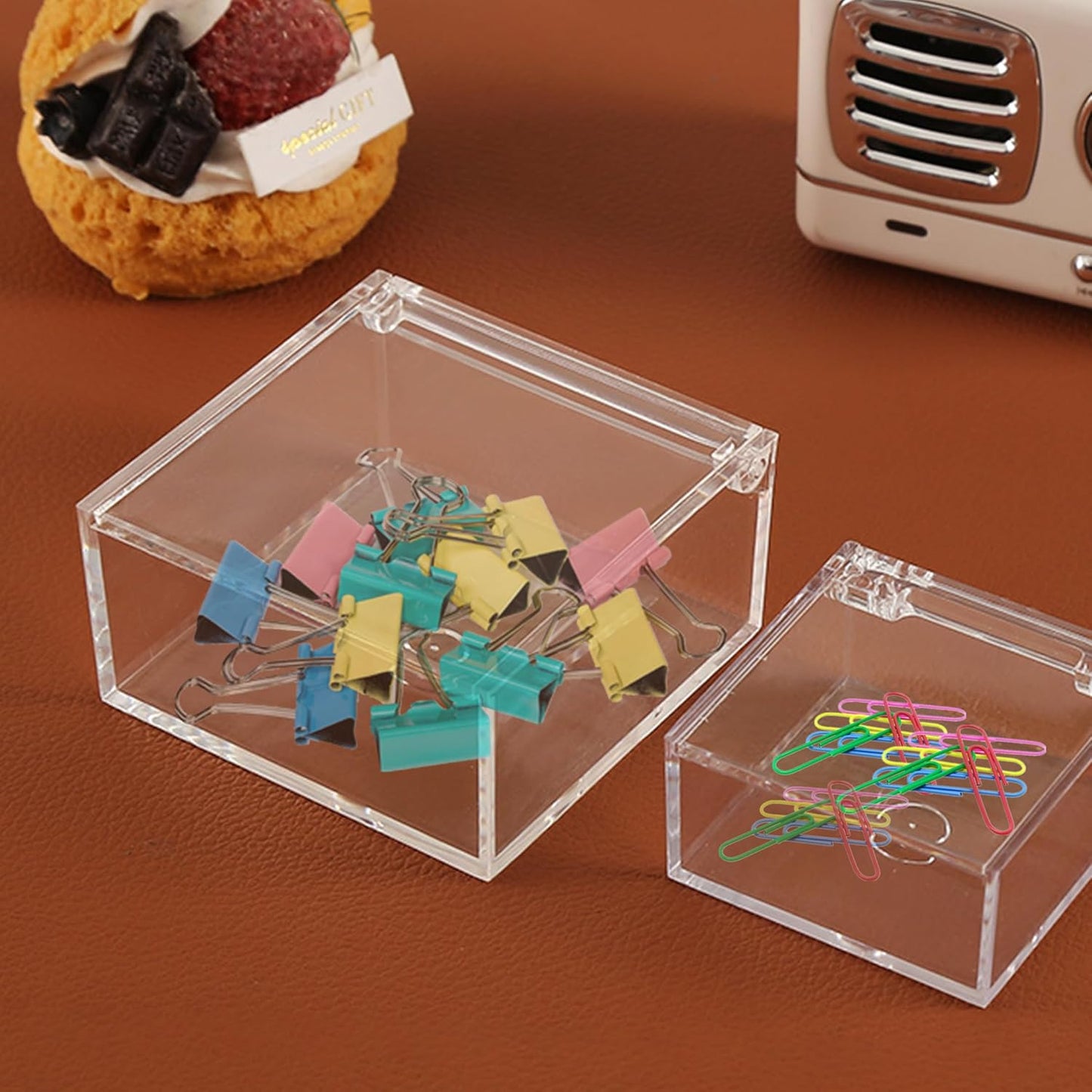 Acrylic Box Clear Boxes with Hinged Lid Transparent Display Square Cube Storage Organizer Containers for Wedding,Birthday and Jewelry,Cake,Candy