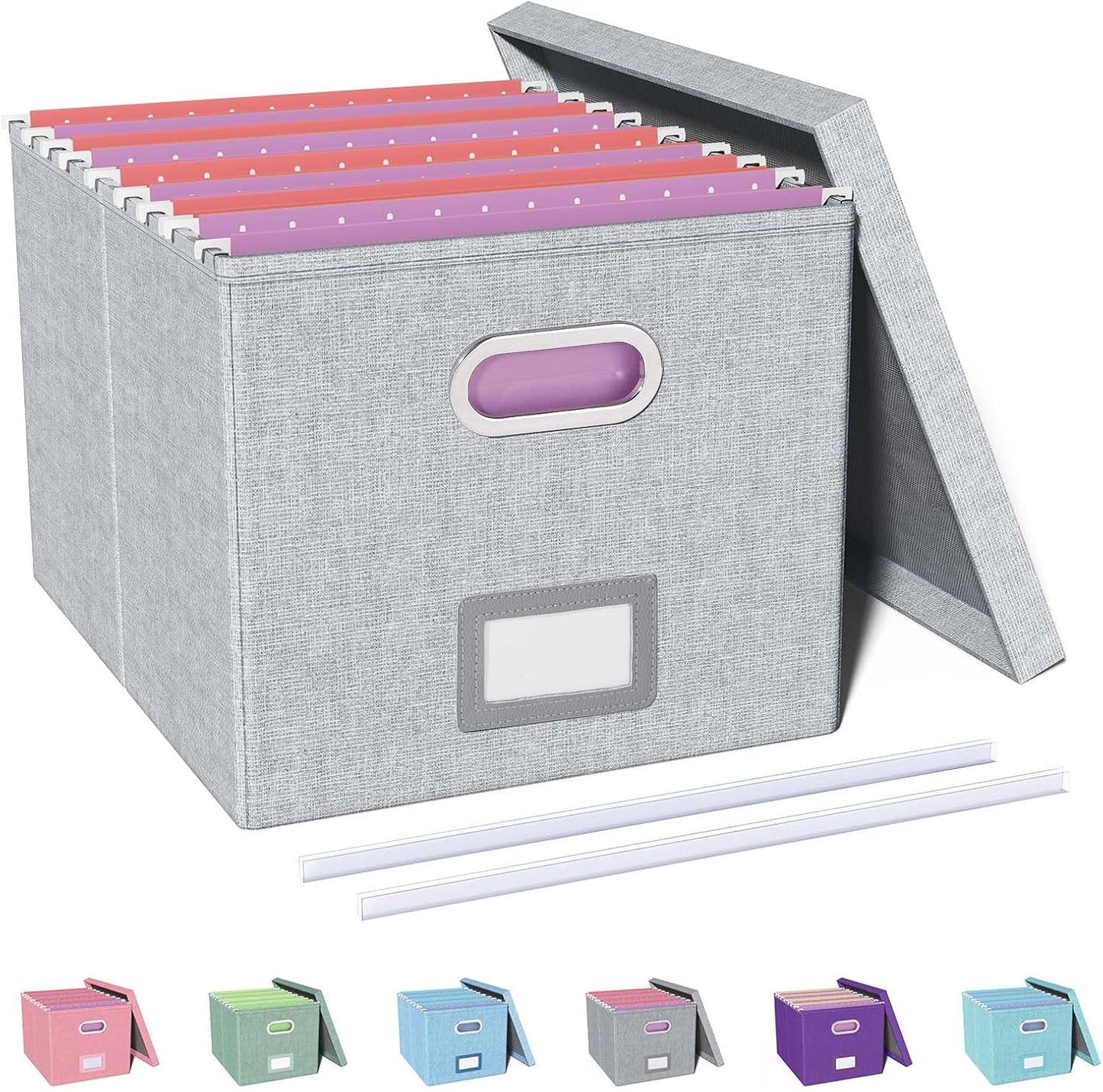 Oterri File Organizer, File Box, File Cabinet for Letter File Folder Storage, Hanging File Organizer for Office/Decor/Home,Document Organizer, 1 Pack,Gray-White-Box Only