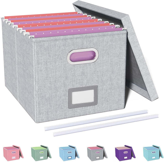 Oterri File Organizer, File Box, File Cabinet for Letter File Folder Storage, Hanging File Organizer for Office/Decor/Home,Document Organizer, 1 Pack,Gray-White-Box Only