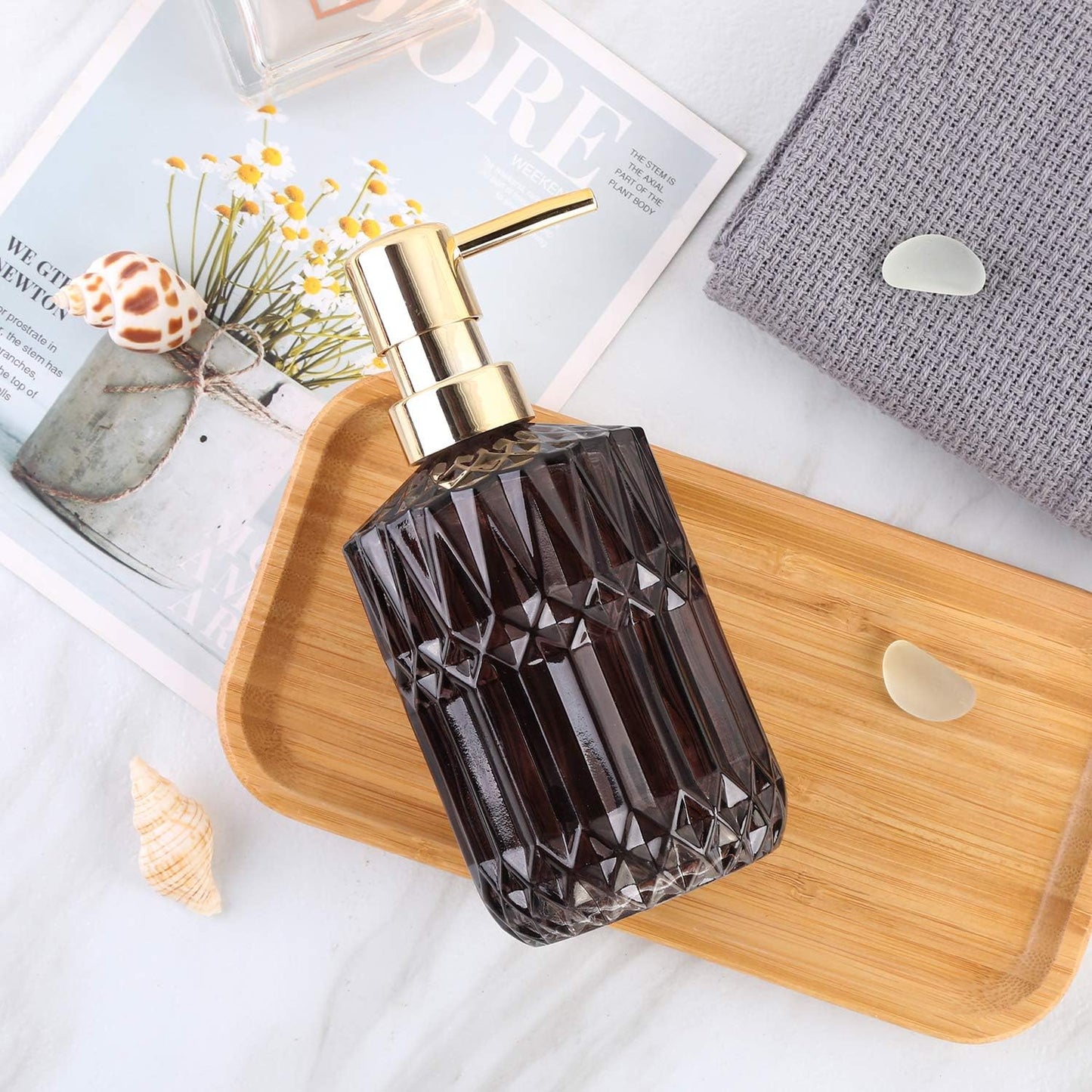 Soap Dispenser with Pump, Refillable Liquid Hand Soap Dish Soap Dispensers for Bathroom Counter, Kitchen Sink (Dark Gray)