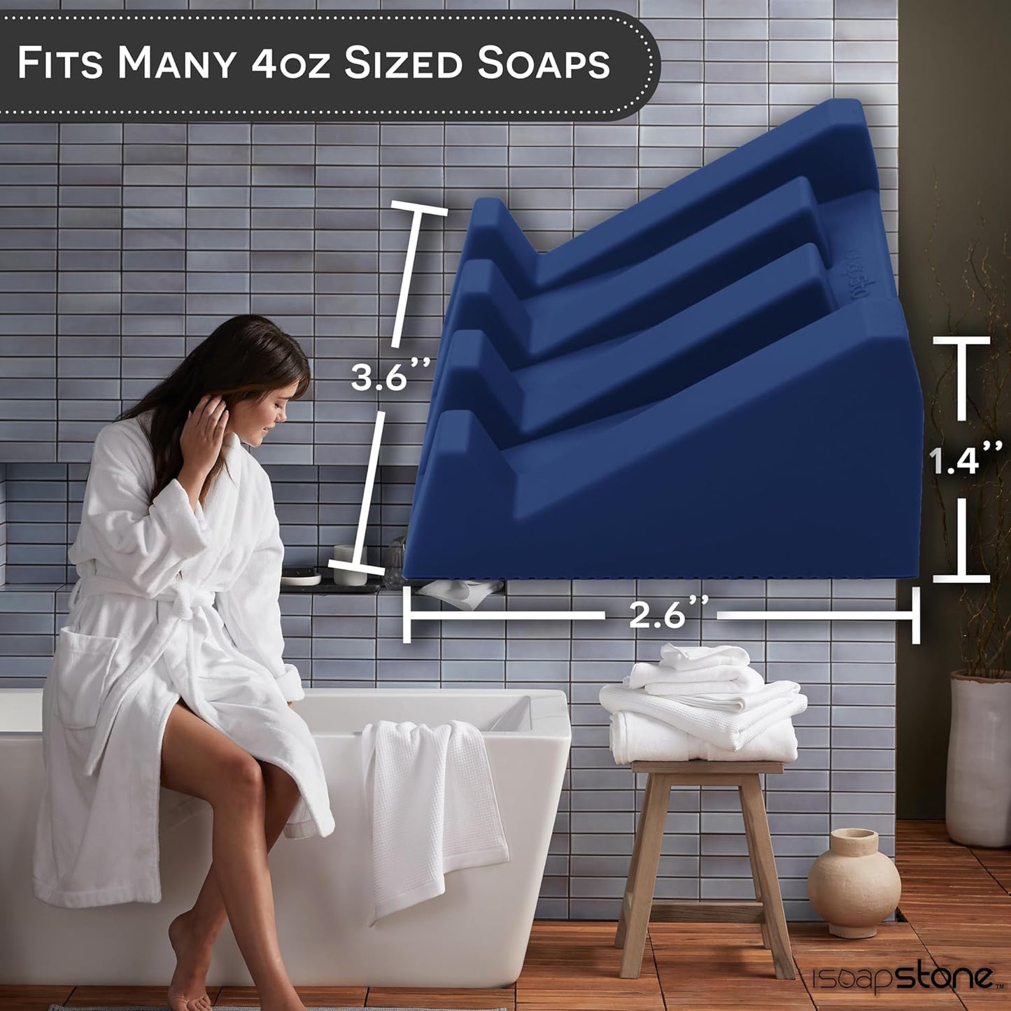 Silicone Soap Dish (USA Patented) Self Draining Bar Soap Holder for Shower Bathroom Sink, Drying Soap Dish Tray Kitchen Sponge Holder Easy Cleaning Soap Saver Mat (Midnight Navy, 2)