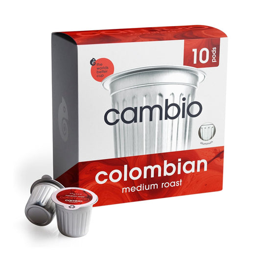 Cambio Roasters Colombian Organic Coffee K Cups for Keurig, Medium Roast Coffee K-Cup, Only Aluminum Keurig K Cups with Organic Beans, More Flavor & Longer Lasting Freshness, Medium Roast, 10 count
