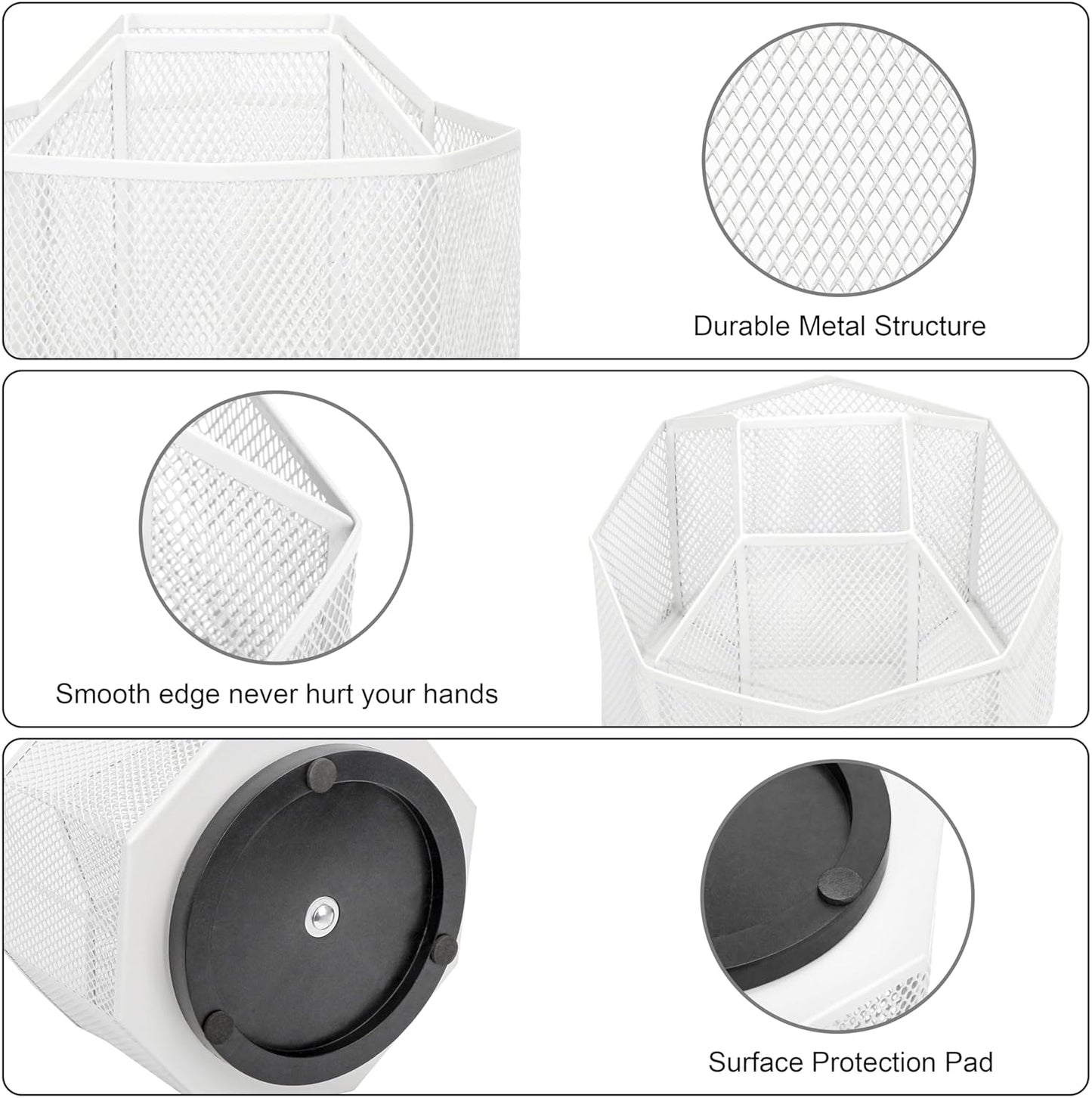 Exerz Desk Organiser/Mesh Desk Tidy Candy/Pen Holder/Multifunctional Organiser 360 Rotating