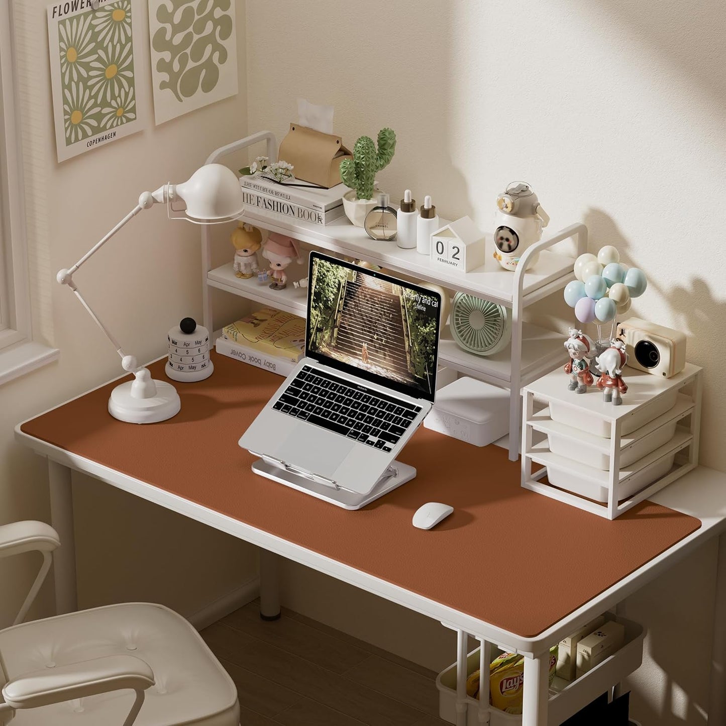 Aothia Leather Desk Pad Protector, Office Desk Mat, Large Mouse Pad, Laptop Desk Pad, Non-Slip PU Leather Desk Blotter, Waterproof Desk Writing Pad for Office and Home (Brown, 55" x 24")