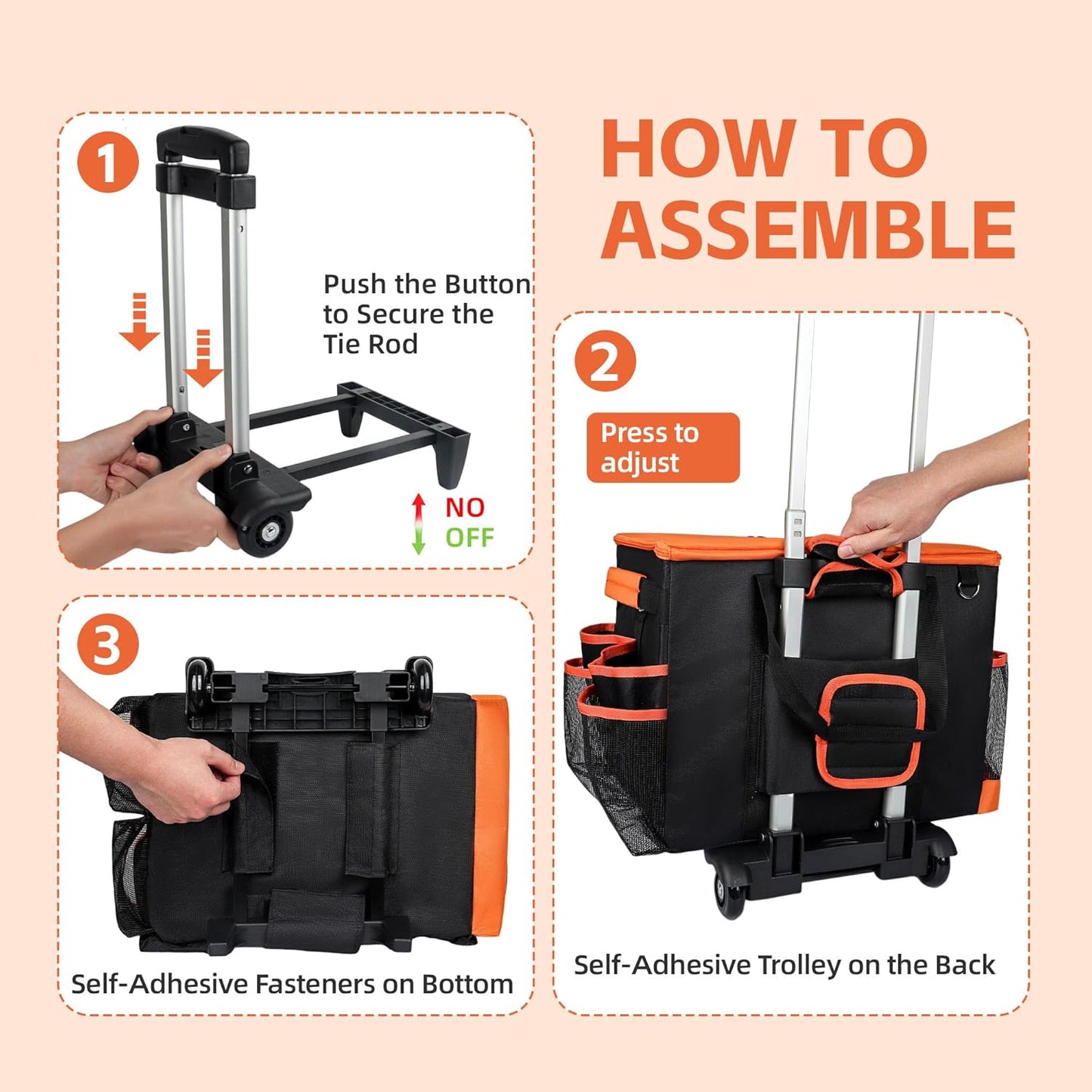 ﻿WILAXI PRO Large Rolling Cleaning Caddy with Wheels and Detachable Trolley, Extra Large Water-Resistant Cleaning Cart for Housekeepers, Cleaning Supplies Organizer with Multi-Pockets Tools Storage