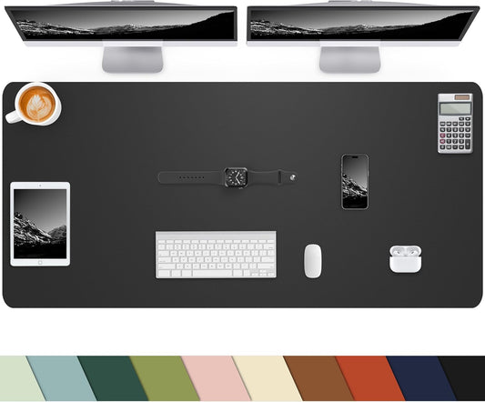 Desk mat Large, Leather Desk Pad Protector,Office Desk Mat,Mouse Pad, Non-Slip Desk Blotter, Laptop Desk Pad, Waterproof Desk Writing Pad for Office&Home (Black,48" x 24")