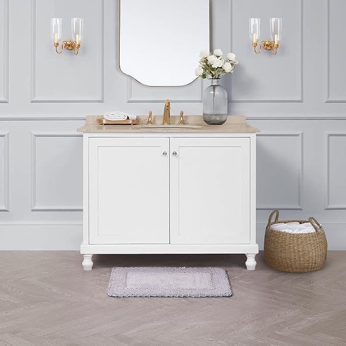 Laura Ashley Ruffle Border 100% Cotton Bath Rug, Purple, 17"x 24"