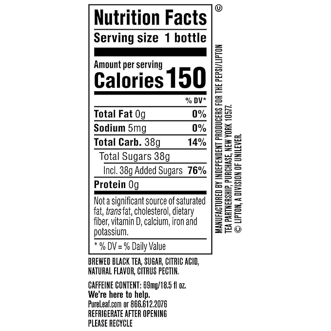 Pure Leaf Iced Tea, Sweetened Lemon, Real Brewed Tea, 18.5 Fl Oz Bottles (Pack of 12)