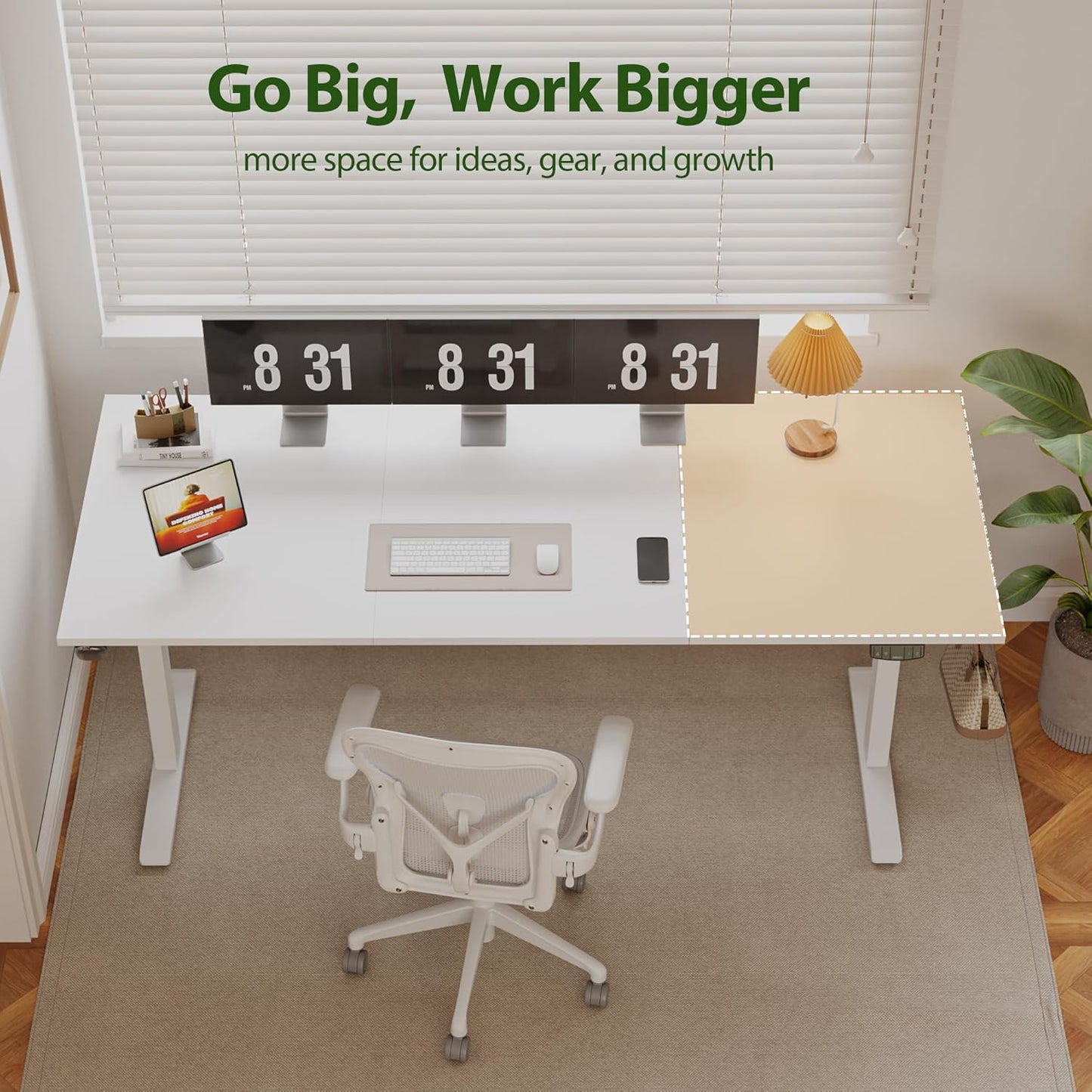 Agilestic Electric Standing Desk, Large 71 x 24 Inches Height Adjustable Desk, Sit Stand Up Workstation for Home Office, Ergonomic Rising Gaming Computer Table with Memory Preset,White