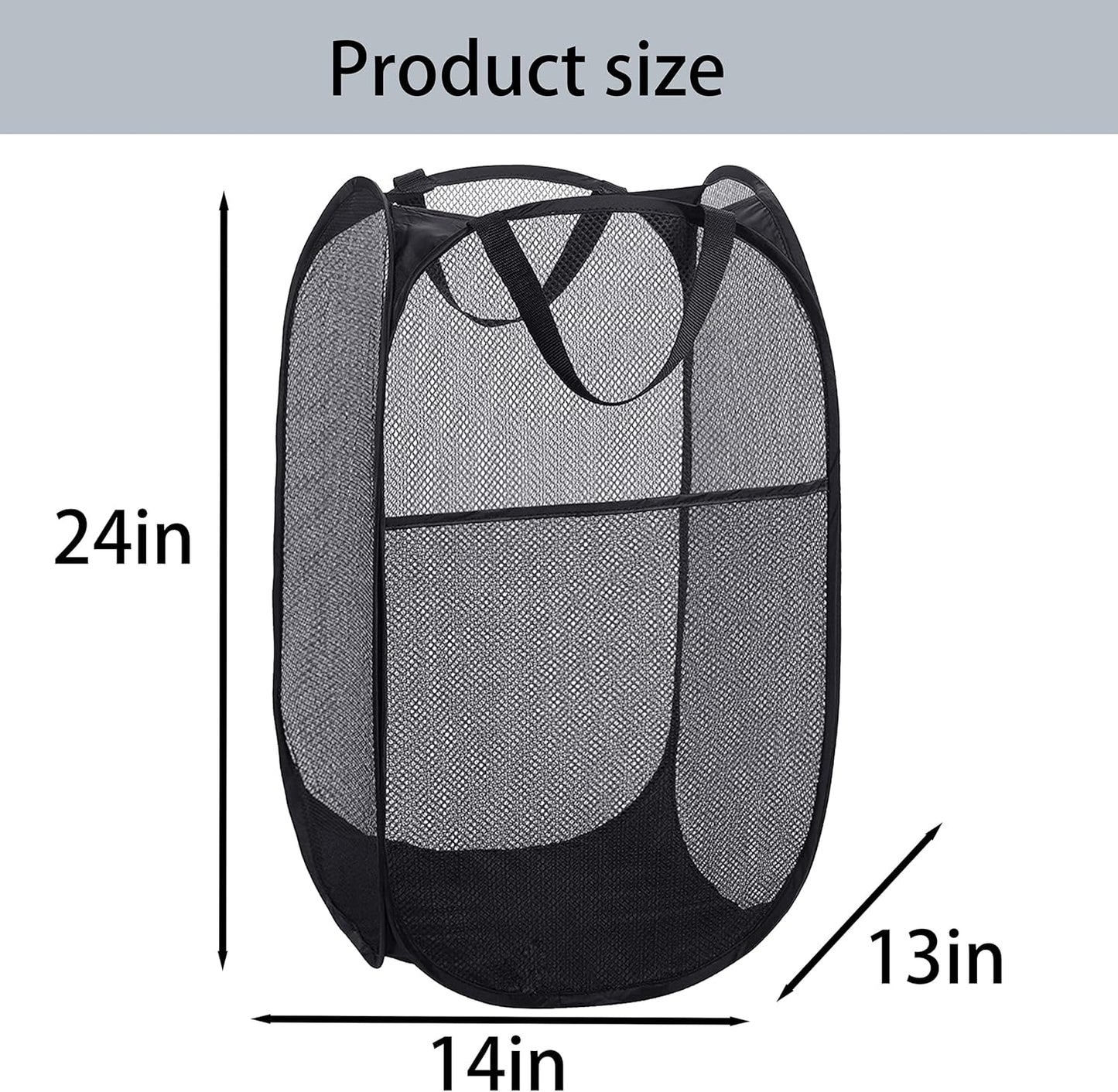 Foldable Mesh Popup Laundry Hamper,Laundry Basket Easy to Open and Fold for Dorm,Travel, College Dorms, and More (2 black)