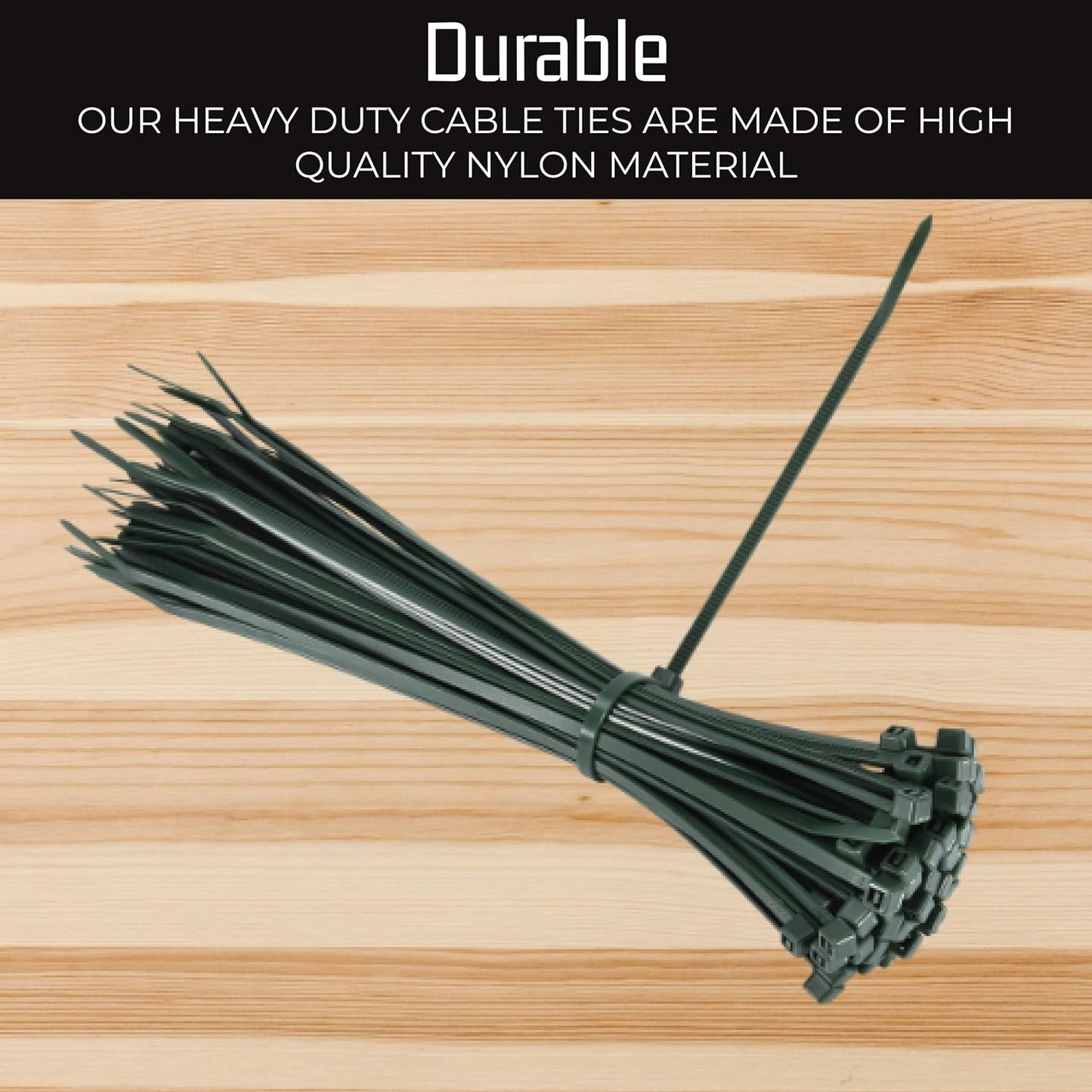 Bolt Dropper 10-Inch Green Cable Zip Ties, 100-Pack - 40 lbs Tensile Strength for Indoor or Outdoor Use - Heavy Duty Self-Locking Premium Plastic Wire Ties - UV and Temperature Resistant Cable Ties