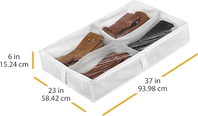 Whitmor Underbed Boot Bag, 4 Section, White