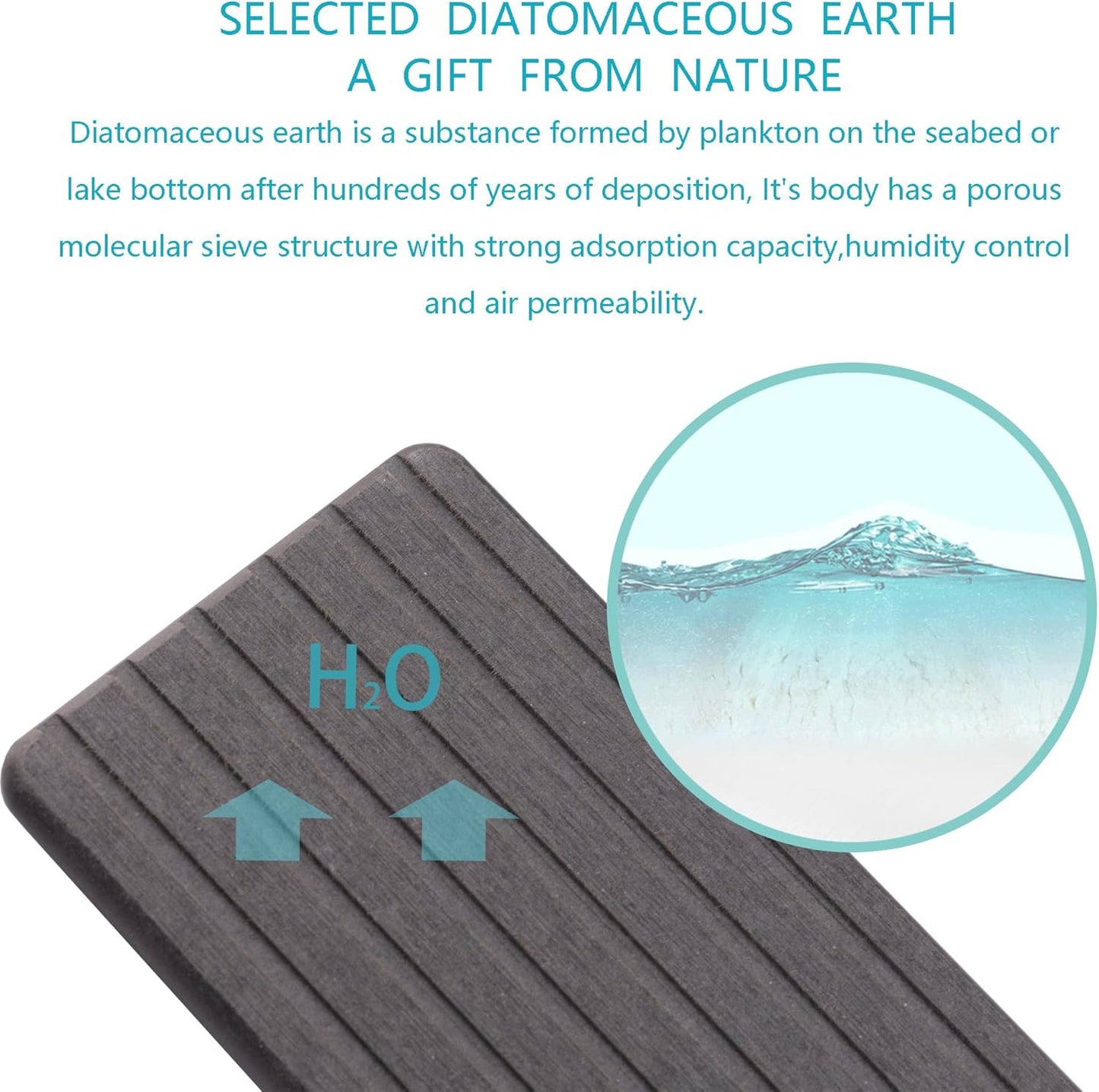 2 PCS Water Absorbent Diatomite Coasters (9.5" x 5.5"), Grooved Design, Water Absorbing Stone Used for Hand Soaps & Plants & toiletries in The Modern Home