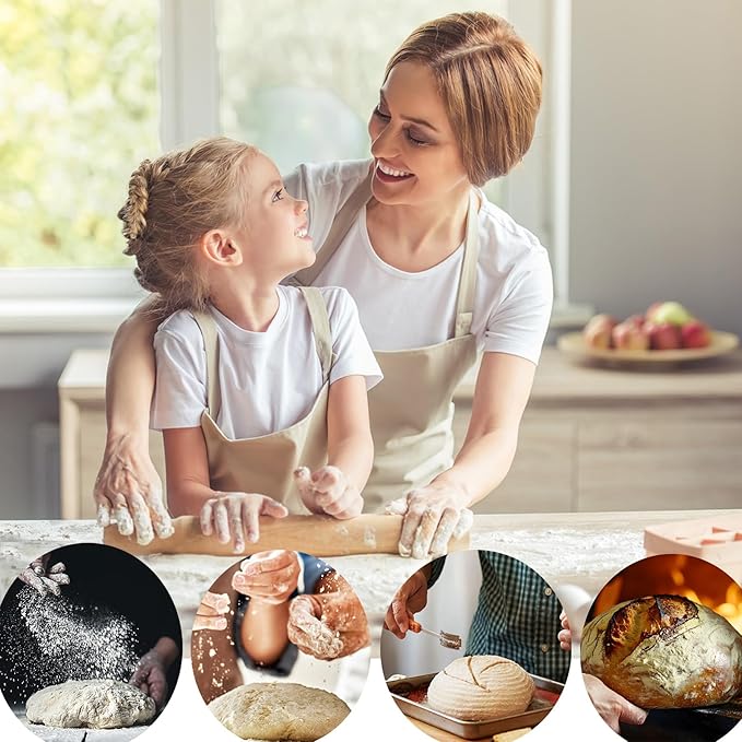 Sourdough Bread Baking Supplies, 9 Inch Round Bread Banneton Proofing Basket & 10 Inch Oval Proofing Basket with Liner Sourdough Starter Kit for Making Baking Fermentation