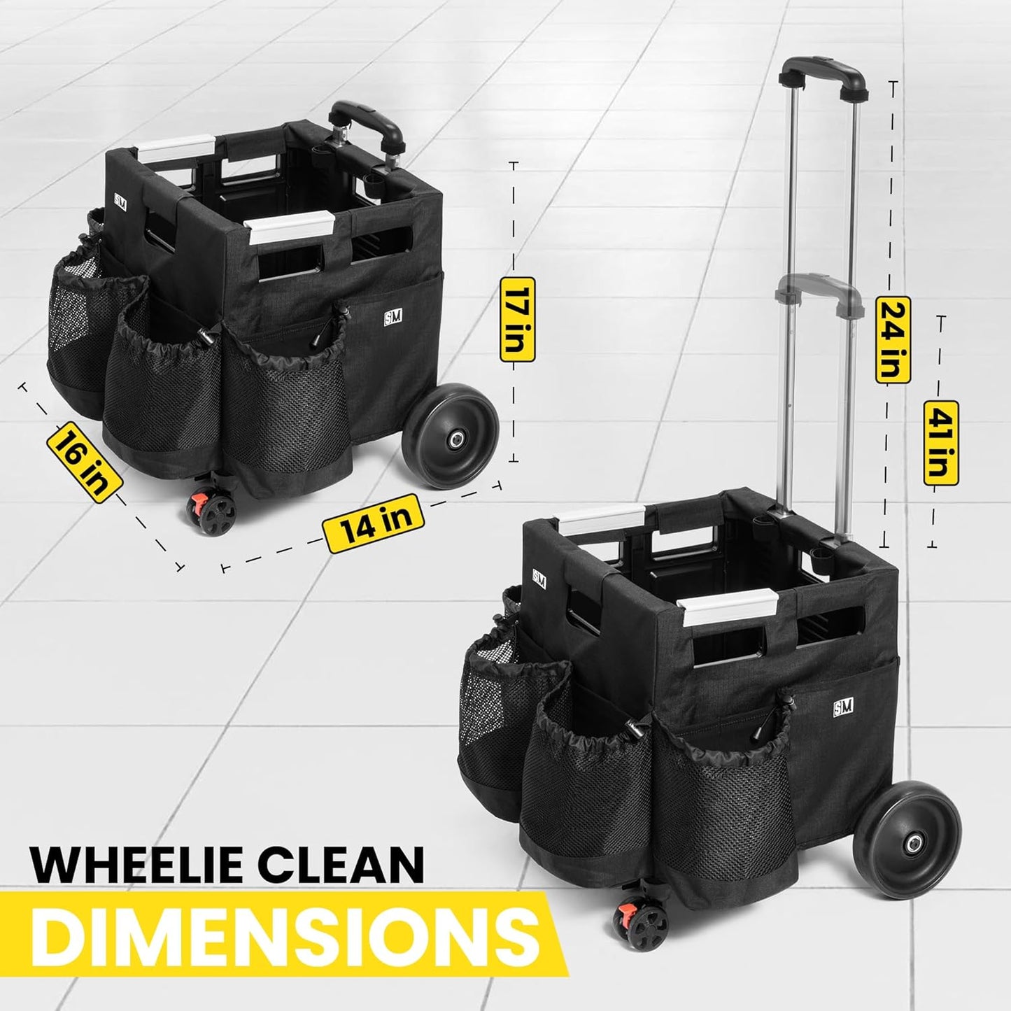 Wheelie Clean - Stair Climbing Cleaning Supplies Organizer & Caddy on Wheels