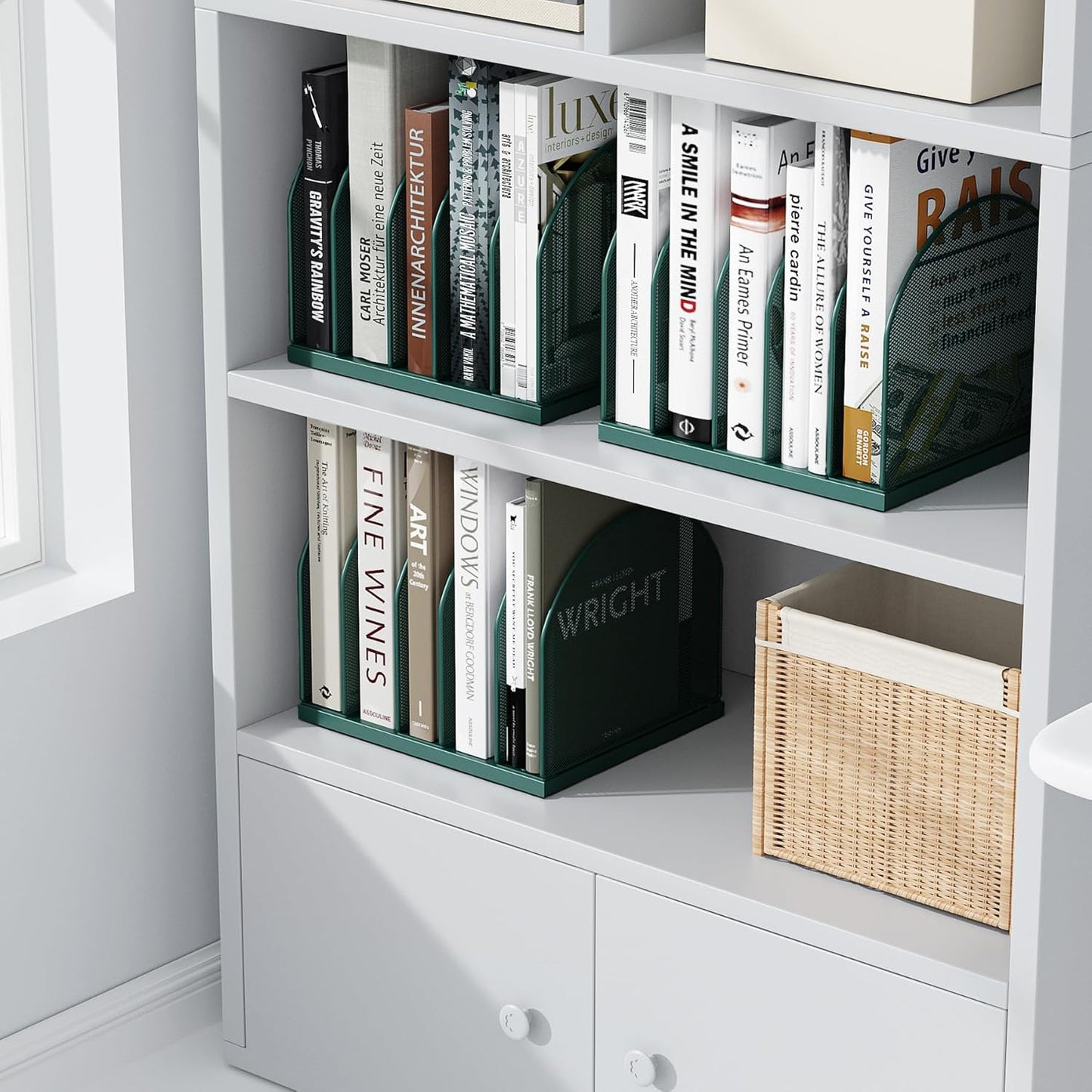 gianotter Desktop File Organizer, Desk Organizer with 5 Compartments, Paper Organizer for Desk, Workspace Organizers for Office Supplies (Green)