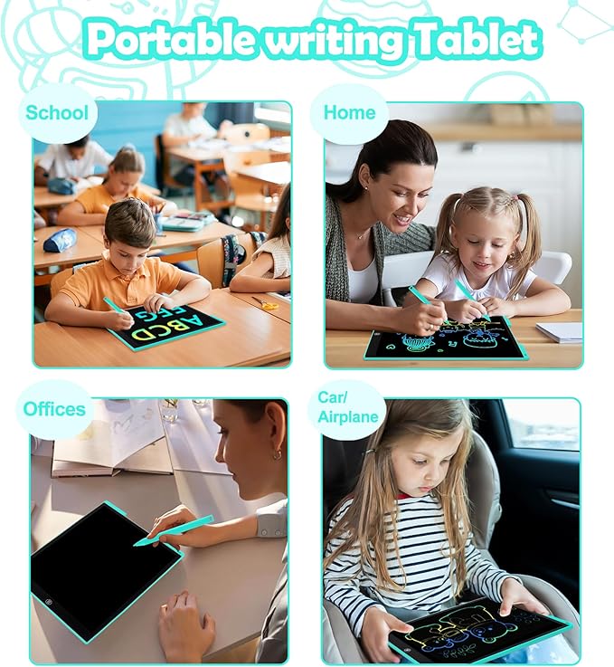 LCD Writing Tablet Doodle Board, 15 inch Colorful Drawing Tablet Writing Pad for Kids, Electronic Erasable Learning Educational Girls Gifts Toys for 3 4 5 6 7 Year Old Girls Boys