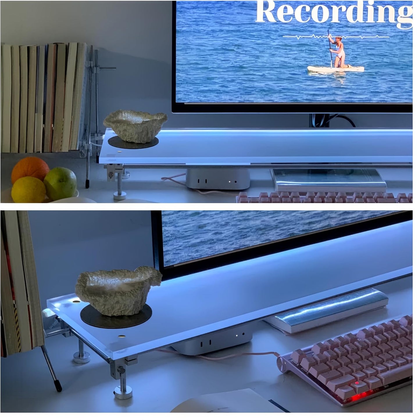 Desk Organizer and Accessories, Computer Monitor Stand for Desk, 23.6" Diy Acrylic Monitor Riser for Desk Accessories