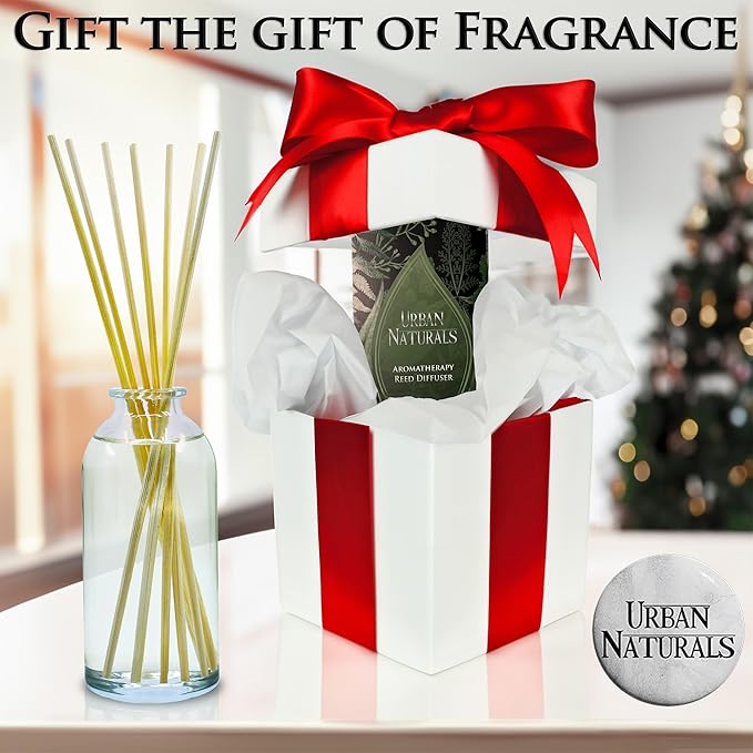 Urban Naturals Eucalyptus Sage Reed Diffuser Oil Gift Set | Eucalyptus, Sage, Mint, Lime & Cedarwood Essential Oils| Soothing & Relaxing Scent for Bathroom or Bedroom