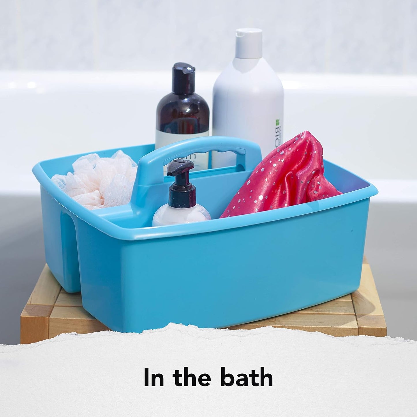 Storex 2-Compartment Large Caddy – Multipurpose Classroom Organizer with Handle, Teal, 6-Pack (00959U06C)