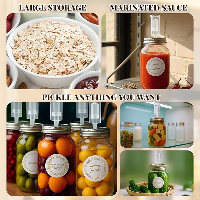 6 Pack 32 oz Fermentation Jar Mason Jars with Lids 0.95 Liter Fermentation Kit with Airlocks Sticker Tags and Ropes for Fermenting, Pickling, Canning, Mead Making