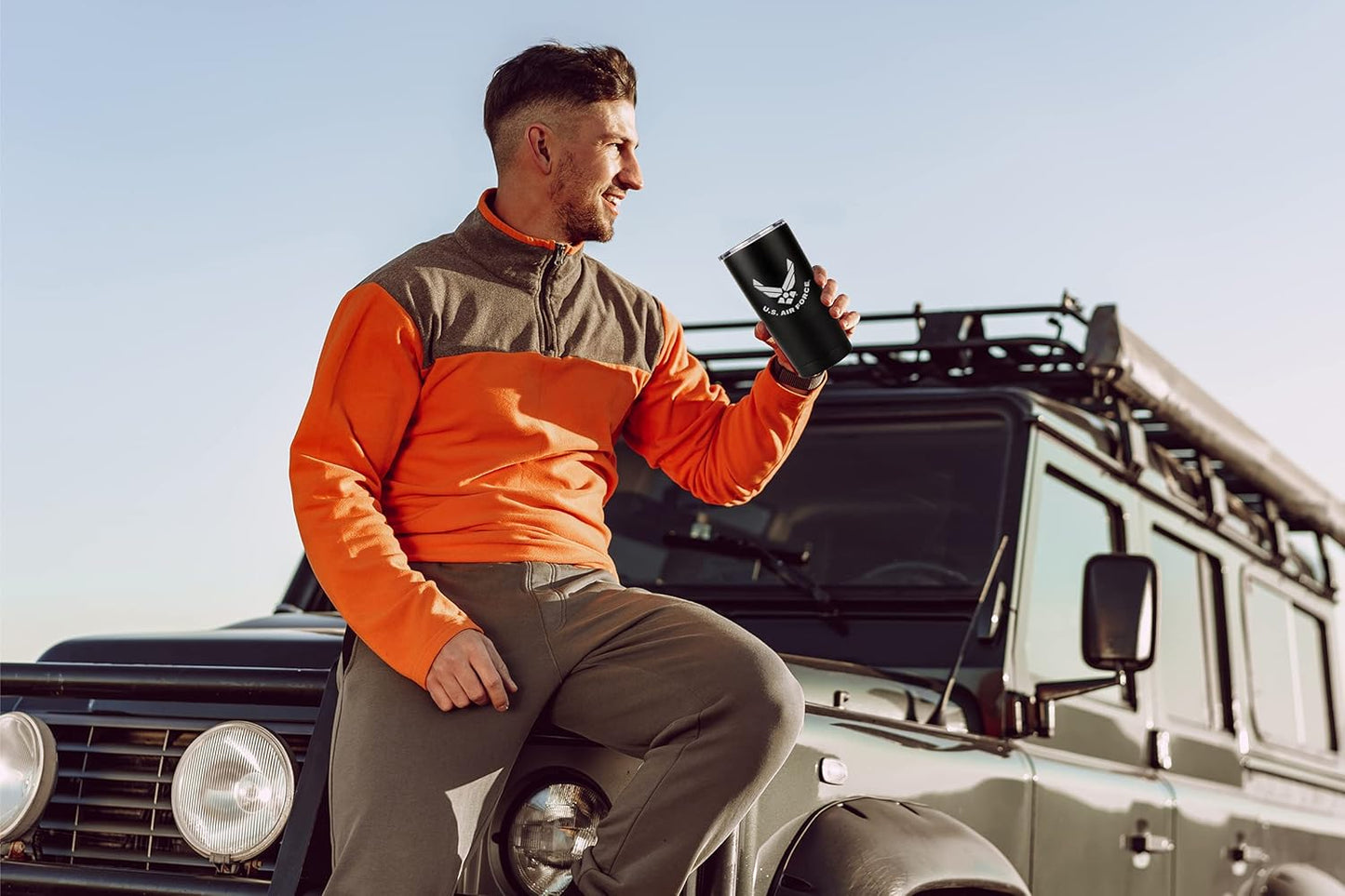 20oz Air Force Tumbler, Double-Walled Insulated Steel USAF Coffee Mug with Lid | Air Force Gifts | USAF 20oz Tumbler