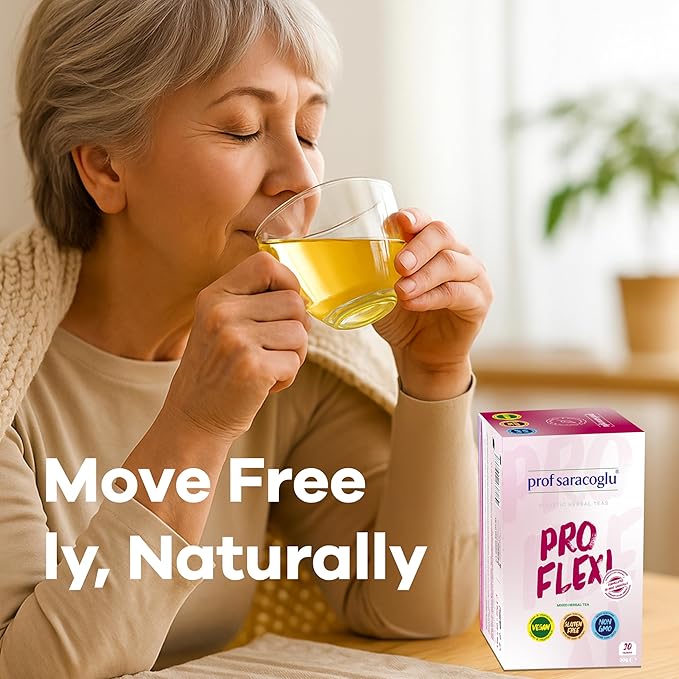 Prof Saracoglu 1 Box Pro-Flexi Herbal Tea – Caffeine-Free Herbal Infusion with Organic Nettle Leaf, Relaxing Bedtime Brew for Evening Routine, 20 Tea Bags in Resealable Box