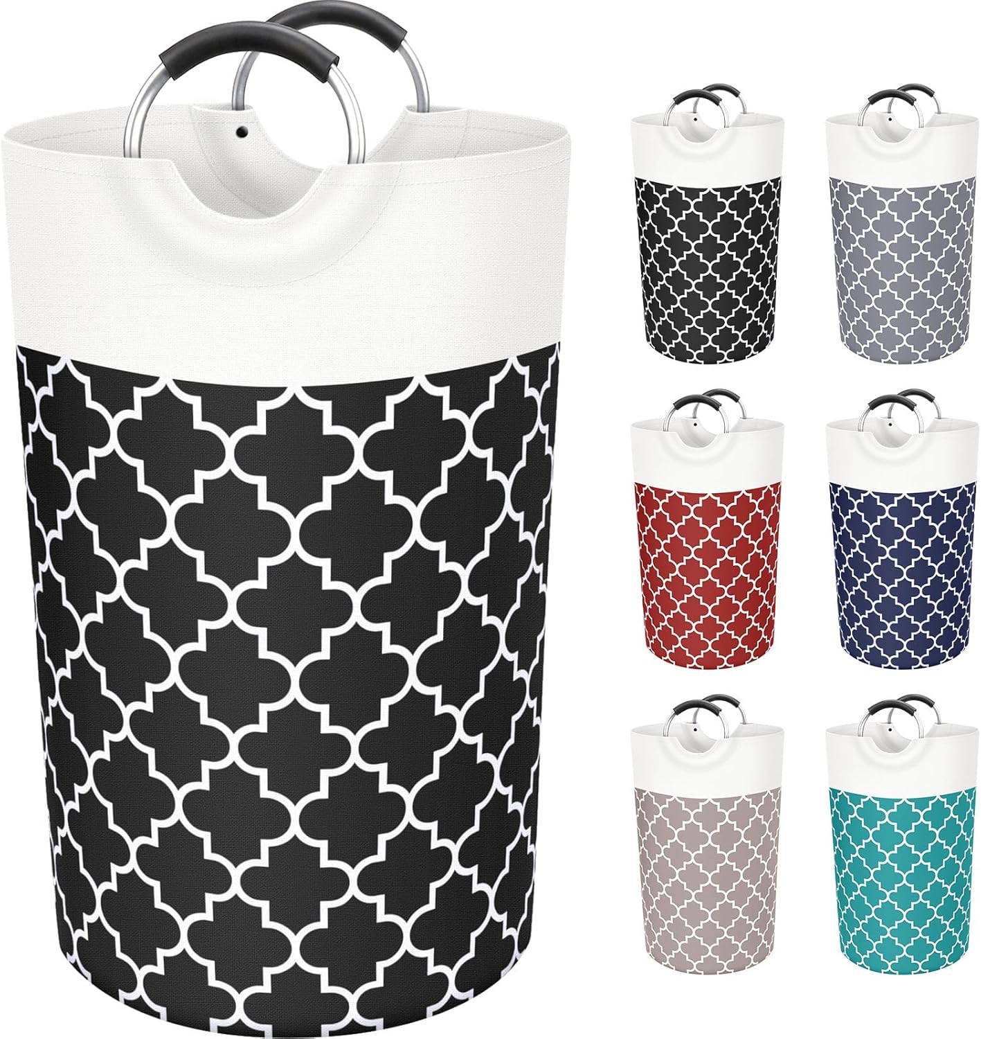 Large Laundry Basket Laundry Hamper Bag Washing Bin Clothes Bag Collapsible Tall With Handles Waterproof Travel Bathroom College Essentials Storage For College Dorm, Family (Black)82L