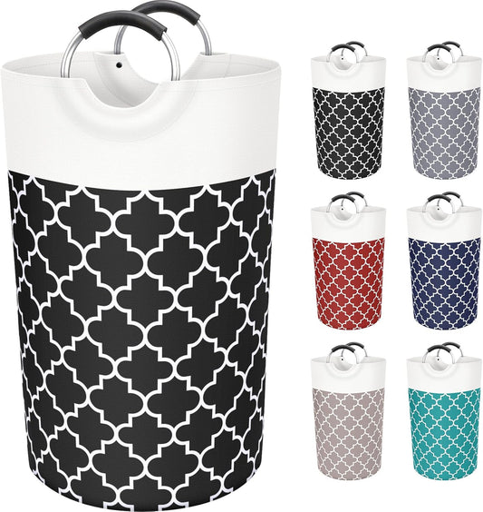 Large Laundry Basket Laundry Hamper Bag Washing Bin Clothes Bag Collapsible Tall With Handles Waterproof Travel Bathroom College Essentials Storage For College Dorm, Family (Black)82L