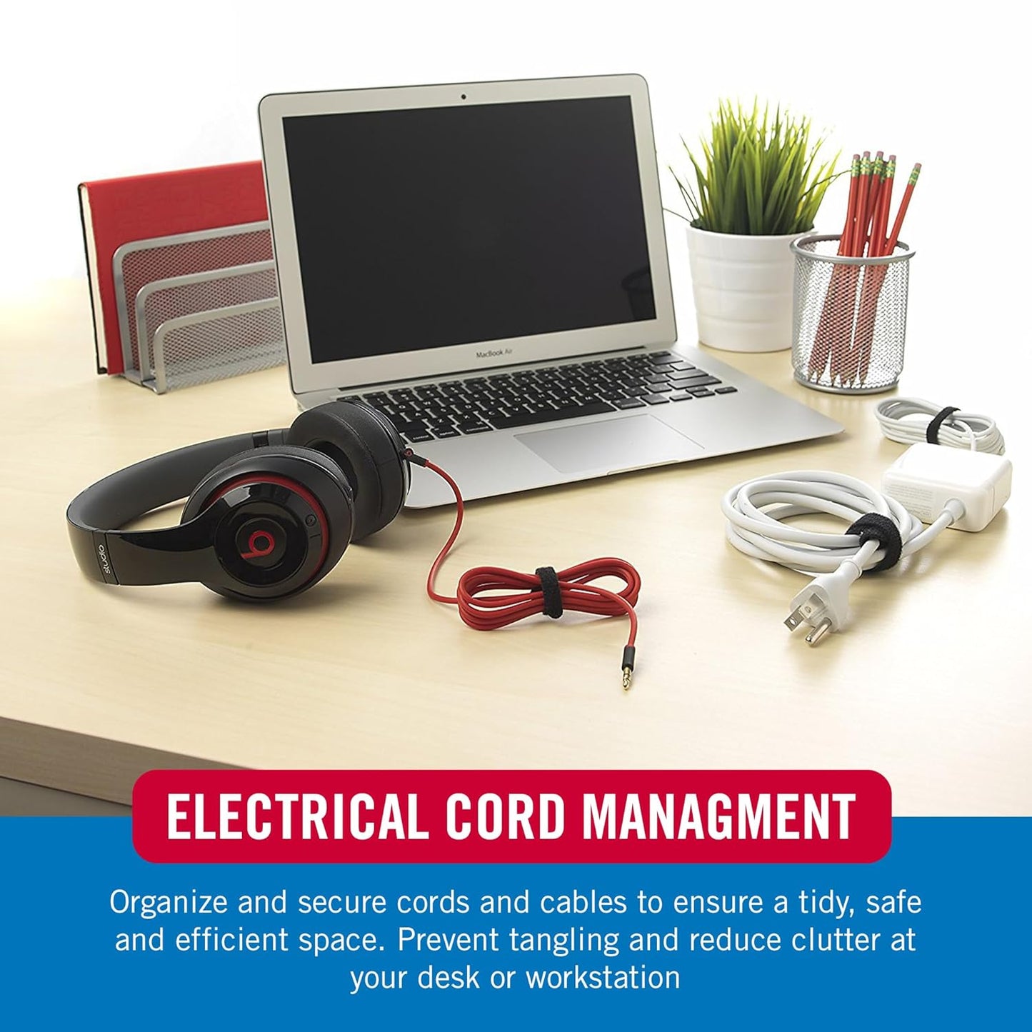 VELCRO Brand Reusable Cable Ties – Mens Stocking Stuffers 2025, 100 Pack 6 Inch Cable Management Ties, Cord Wraps for Electrical Cords, Black