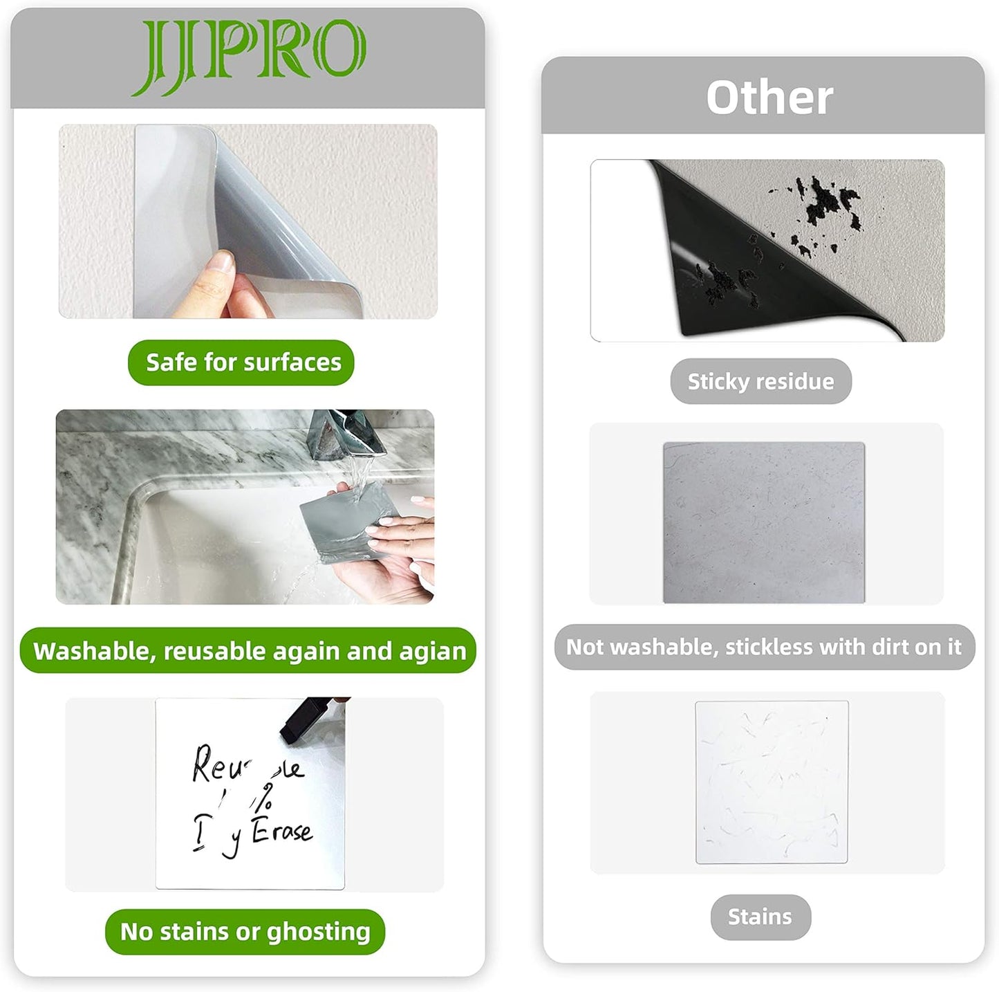 Dry Erase Sticky Notes. Reusable Whiteboard Stickers 4"x4" - 24 Pack. Suitable for All Smooth Surface. Great for Labels, Lists, Reminders and Decals. Washable, Removable