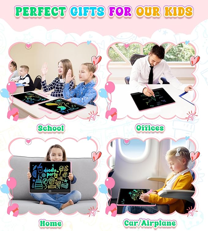 LCD Writing Tablet Doodle Board, 16 inch Colorful Drawing Tablet Writing Pad for Kids, Electronic Erasable Learning Educational Girls Gifts Toys for 3 4 5 6 7 Year Old Girls Boys