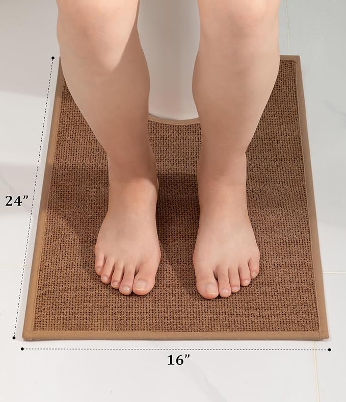 YIHOUSE Bathroom Rugs Mat Contour 16x24, Non Slip Quick Dry Bath Mats for Bathroom Absorbent Ultra Thin Bath Rugs Machine Washable Fit Under Door for Sink, Cabinet, Laundry (Orange, 16"x24"-U)