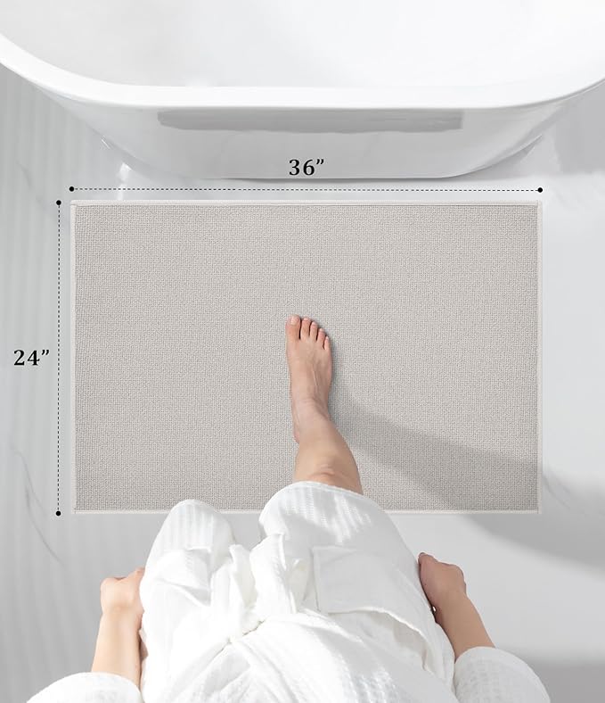 YIHOUSE Bathroom Rugs Mat 24x36, Non Slip Quick Dry Bath Mats for Bathroom Absorbent Ultra Thin Bath Rugs Machine Washable Fit Under Door for Sink, Cabinet, Laundry (Beige, 24"x36")