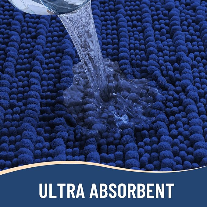 Arotive Luxury Chenille Bathroom Rug Mat, Extra Soft Thick Absorbent Shaggy Bath Rugs, Non-Slip Machine Wash Dry, Plush Bath Mats for Bathroom, Shower and Tub, 47x24, Royal Blue