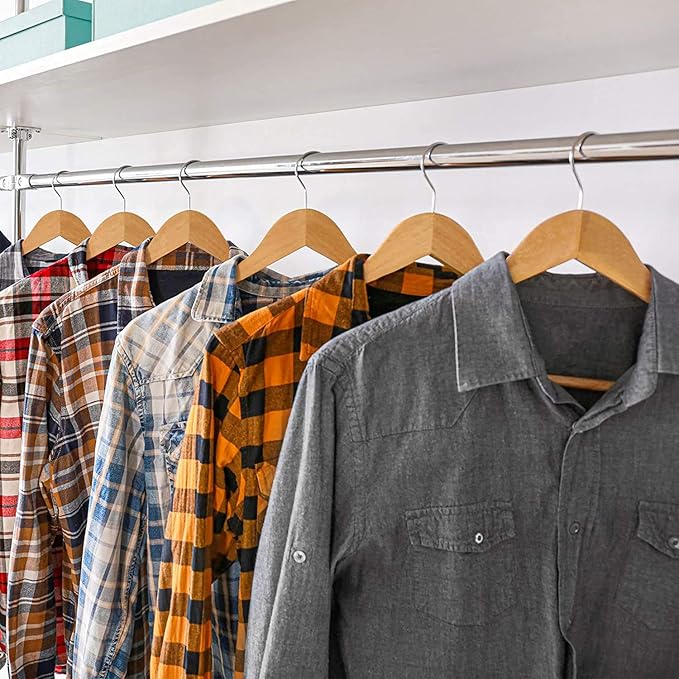 Wooden Hangers Wood Suit Hangers with Non Slip Pant Bar, Clothes Hangers for Coat,Shirts, Jackets, Dress, Pant (Vintage 30)