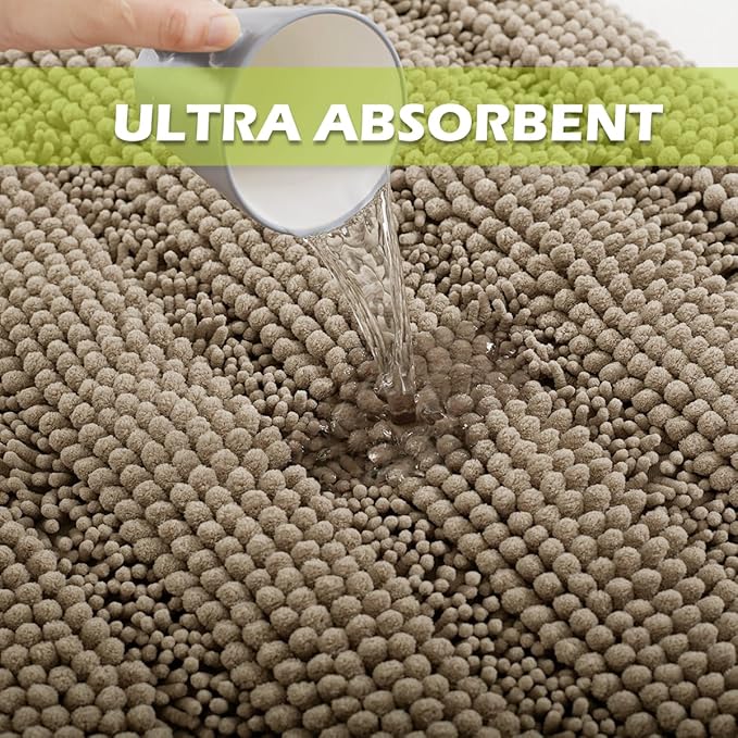 KGORGE Large Bathroom Rugs - Soft Bath Mat Water Absorbent Non-Slip Quick Drying Thick Shaggy Bathtub Floor Carpet Decor Toilet Kitchen Entryway, 70" x 24", Taupe, 1 Pc